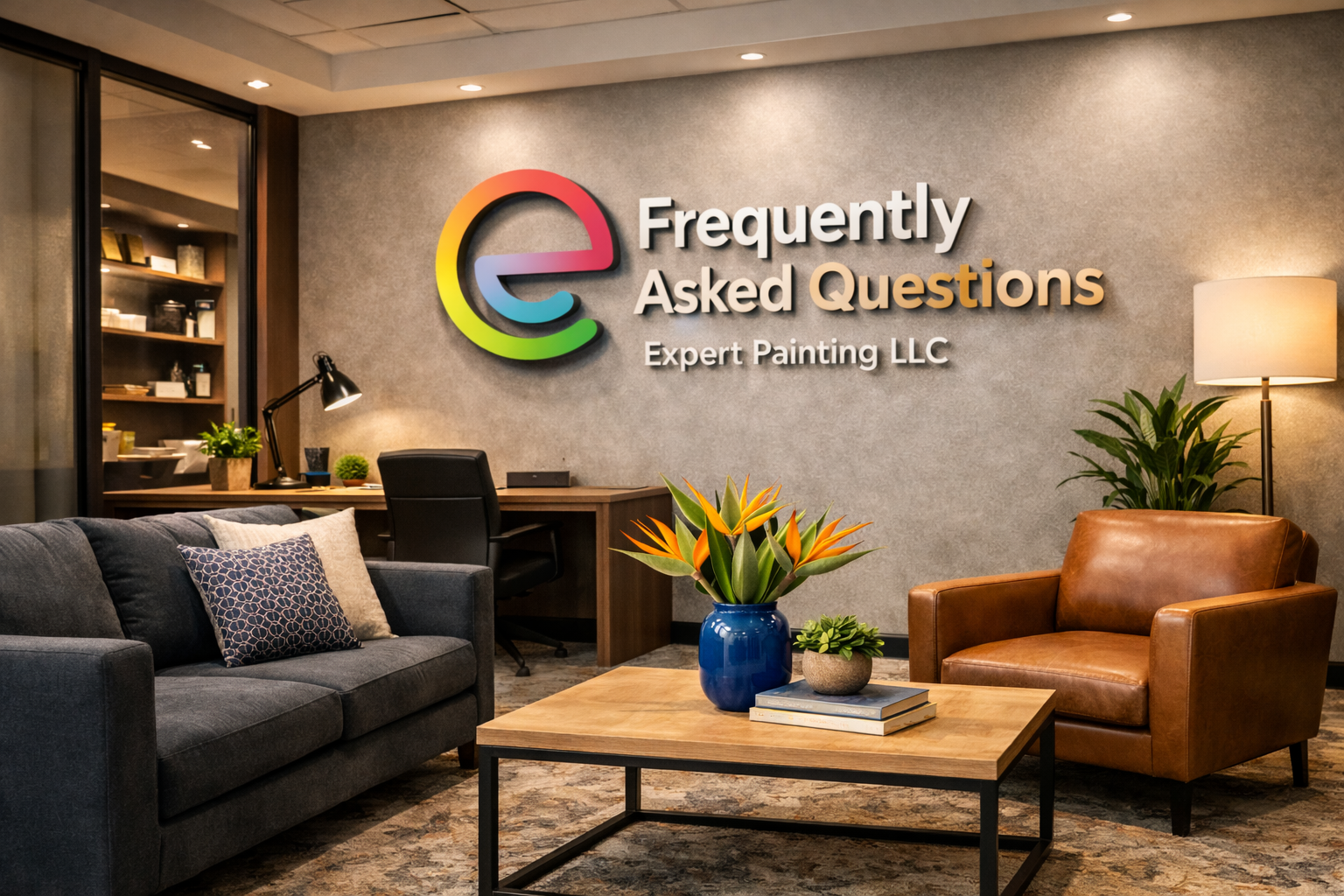 Expert Painting LLC office setting representing painting FAQs and project information