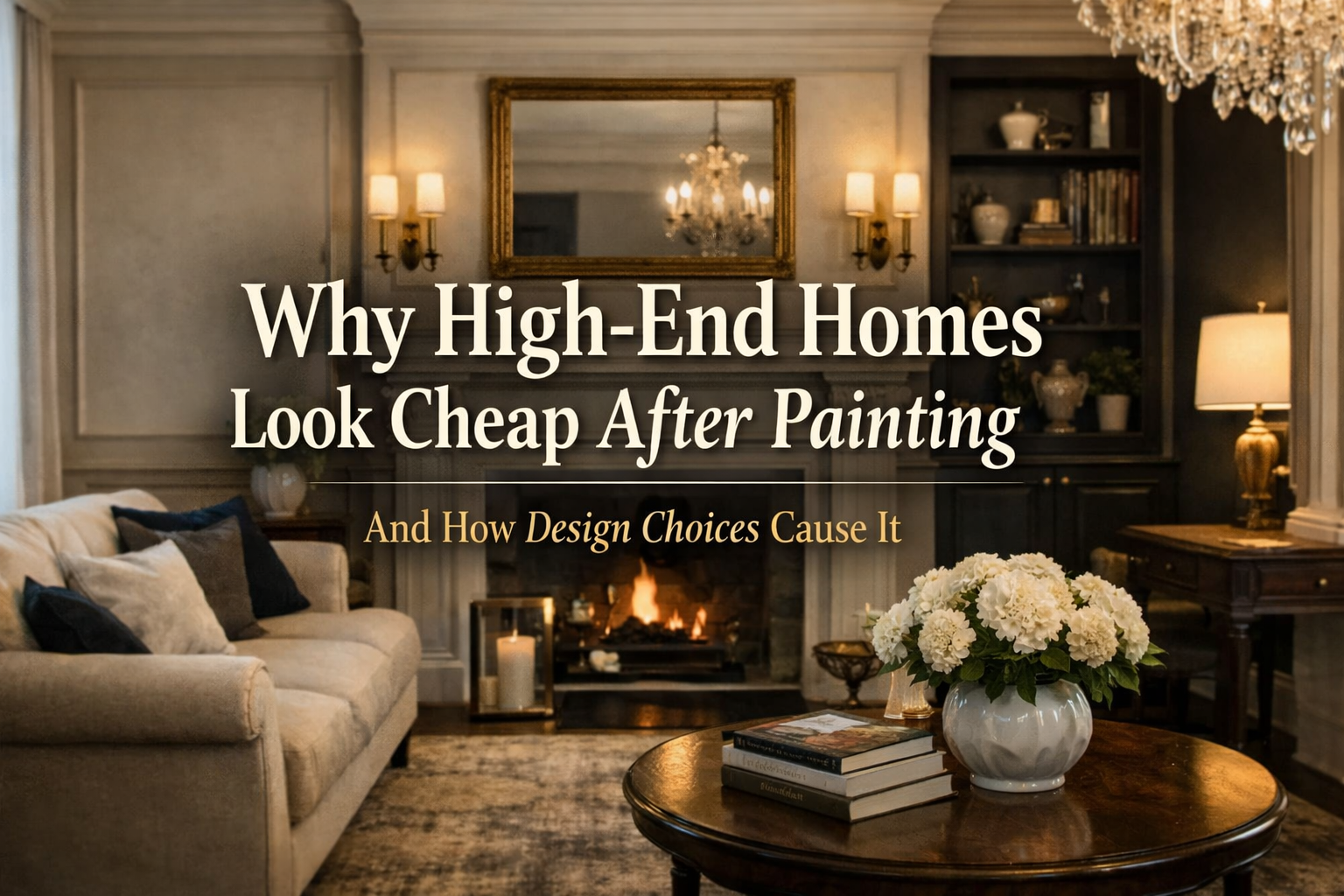 Luxury living room interior illustrating how poor paint and finish design choices can make a high-end home look cheap