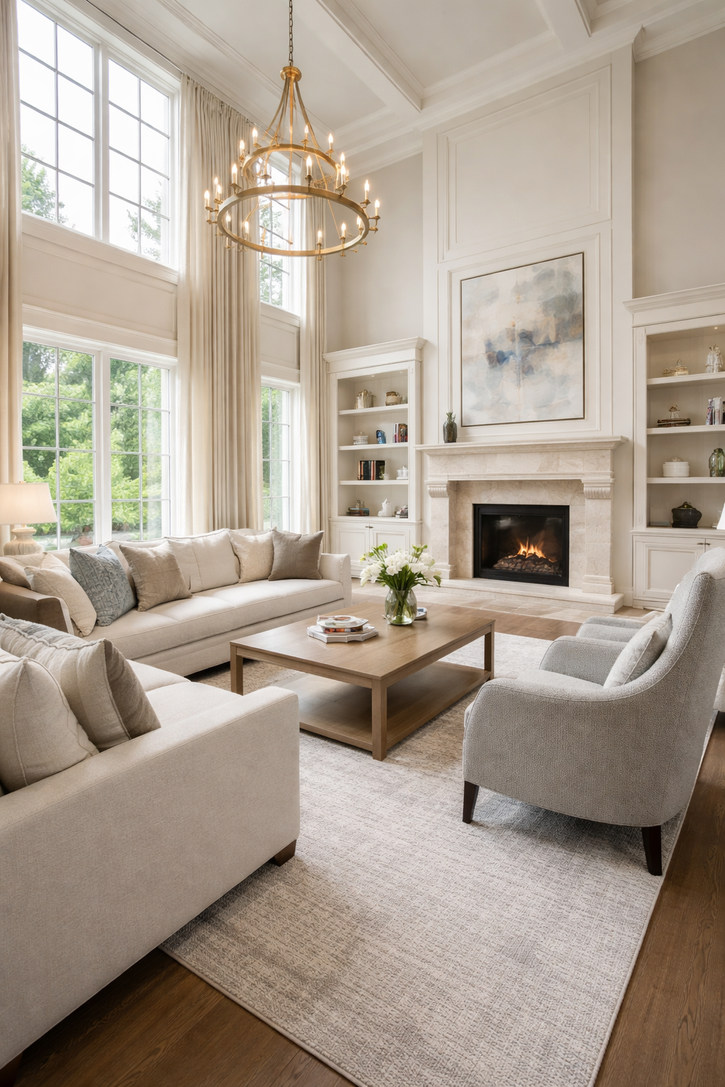 High end painted interior in Bayside WI home with detailed trim and clean finish by Expert Painting LLC