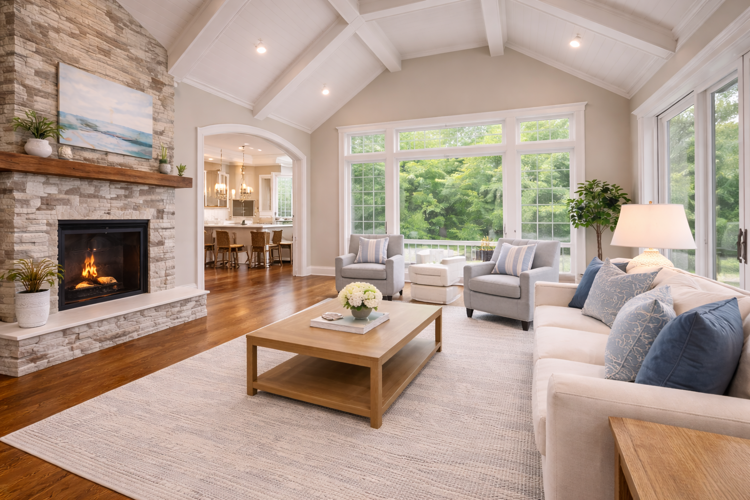 Large high end painted interior in Muskego WI home with high ceilings and clean finishes by Expert Painting LLC