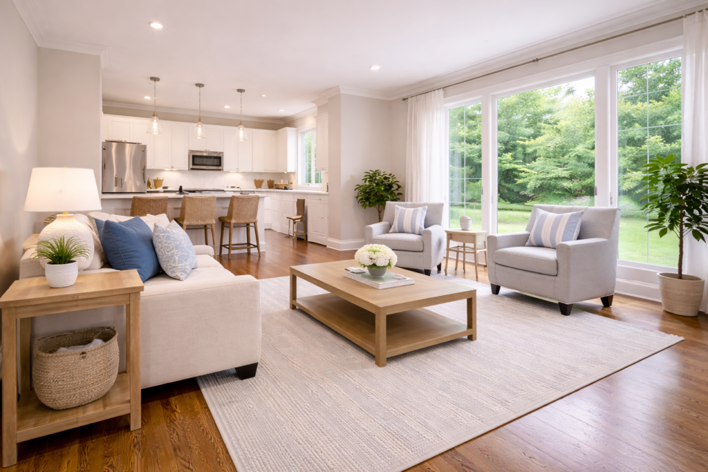 Spacious painted interior in Richfield WI home with clean walls and trim by Expert Painting LLC