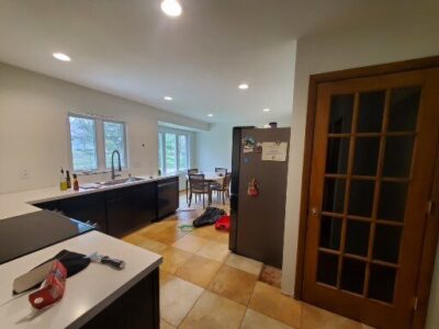 Mud finish, primer, texture, and paint completed for remodeling.
