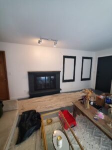 Remodeling finished with mud, primer, texture, and paint.