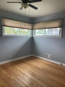 Stained trim updated to enamel, walls coated with 2 coats of Super Paint.