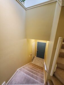 Repainted interior with vibrant accent walls.