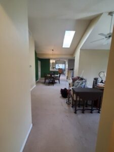Interior repainted with added accent walls.