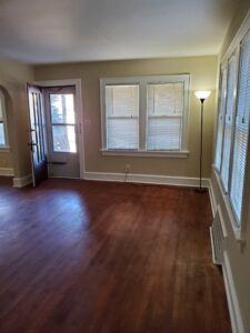Stained trim upgraded to enamel, walls repaired and finished with 2 coats of Super Paint.