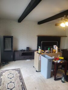 Skimmed panel walls, sanded texture, and finished with 2 coats of Super Paint.