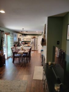 Drywall repair, primed, textured, and finished with 2 coats of Super Paint.