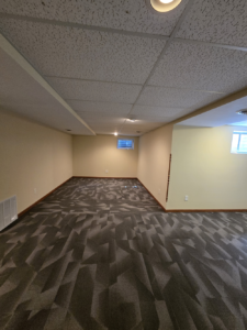 Finished Basement Drywall Repairs with Super Paint – 2 Coats on Ceilings & Walls